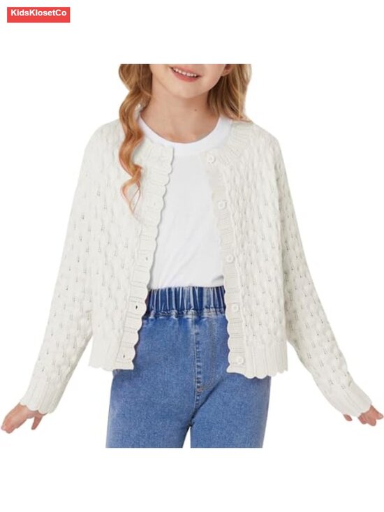 Other - Girls Long Sleeve Cable Knit Cardigan Button Front Sweater 6-13Y